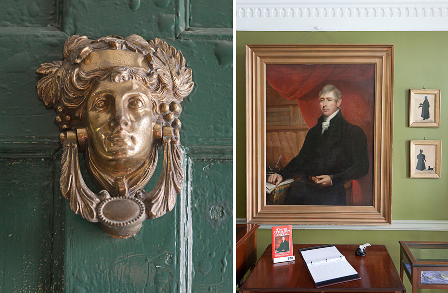 brass door knocker and portrait of Richard John Uniake